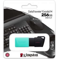 PEN DRIVE 256GB MEMORIA KINGSTON DATATRAVELER EXODIA M DTXM/256 USB-A TURCHESE