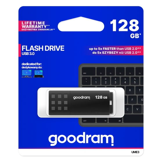 Pendrive GoodRAM 128GB BLACK USB 3.0 - retail blister