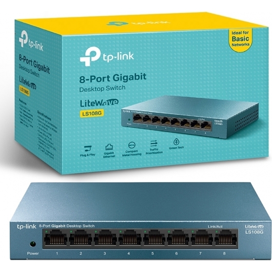 SWITCH ETHERNET 8 PORTE RJ-45 10/100/1000MBPS TP-LINK LS108G AUTO-MDI/MDIX