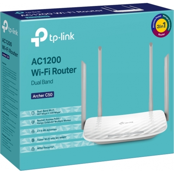 ROUTER WI-FI AC1200 DOPPIA BANDA RJ45 FAST ETHERNET TP-LINK ARCHER C50 BIANCO