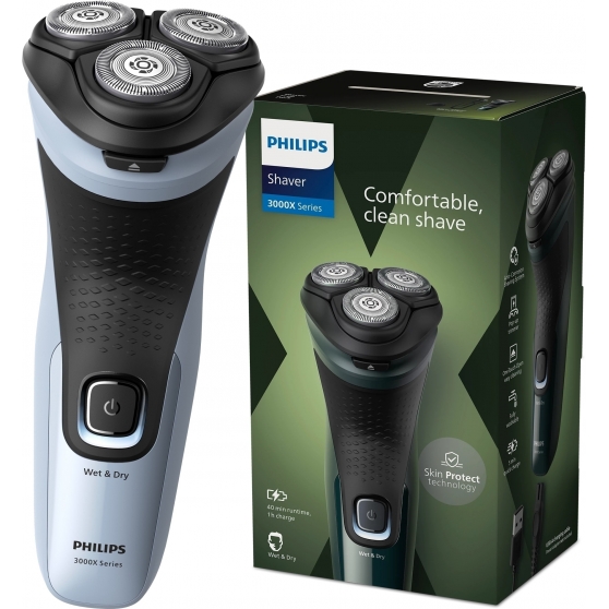 RASOIO ELETTRICO 3 TESTINE ROTANTI PHILIPS SHAVER X3003/00 SKINPROTECT IPX7