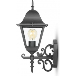 Lampada da Muro a Lanterna Grande Classica E27 Rivolta in Alto Nero Opaco IP44