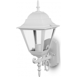 Lampada da Muro a Lanterna Grande Classica E27 Rivolta in Alto Bianco Opaco IP44