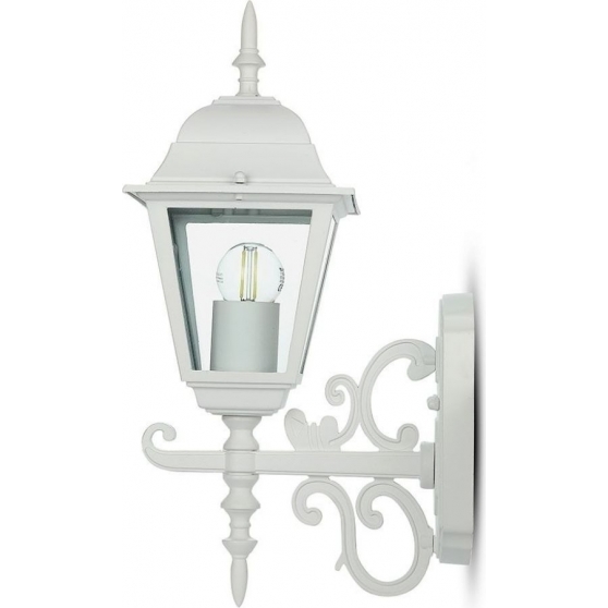 Lampada da Muro a Lanterna Piccola Classica E27 Rivolta in Alto Bianco Opaco IP44