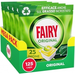 Detersivo Lavastoviglie Limone Fairy Original Pastiglie Azione Brillante 125 Cps